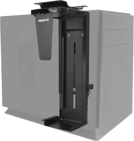 Mount-It! CPU Under Desk Mount Bracket - Computer Tower Wall and Under Counter Holder, 360 Degree Swivel Adjustable Height and Width Wall-Mountable by Mount-It