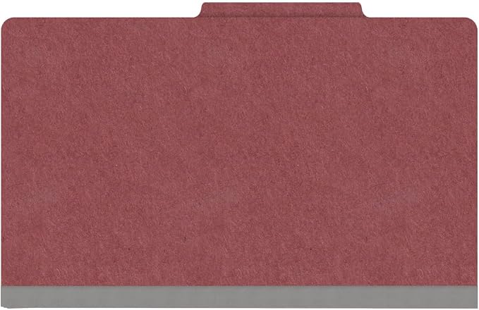 25 Pt. Pressboard Classification Folders, 2/5 Cut ROC Top Tab, Legal Size, 2 Dividers, Dark Red (Box of 10) - Image 3