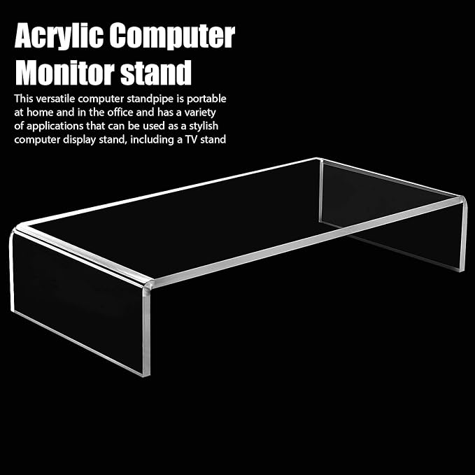 Jetec 2 Pcs Acrylic Monitor Stand Desktop Video Acrylic Monitor Riser Desk Shelf Computer Stand for Laptop TV Computer Screen Desk Organizer Teacher's Day Supplies (Clear, 16 x 8 x 3 Inch) - Image 3
