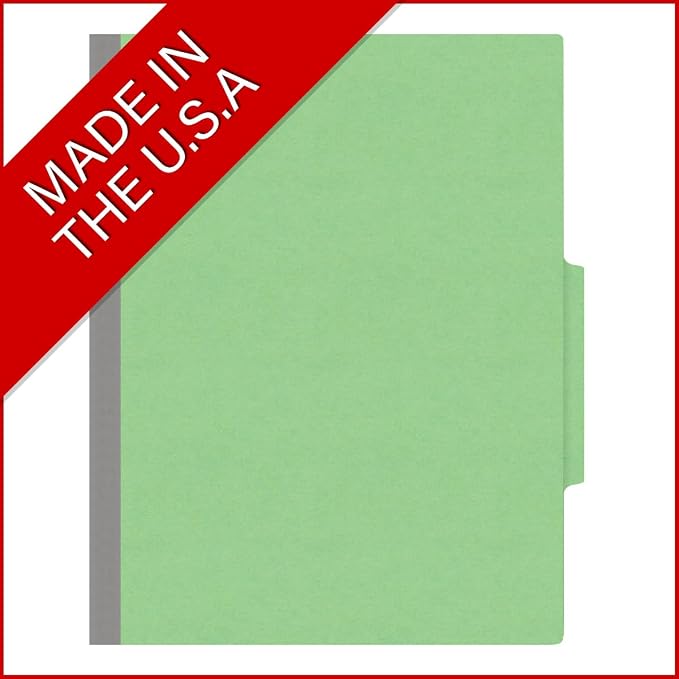 Heavy Duty End Tab Color Folders, 2/5 Cut ROC Top Tab, Letter Size, 1 Divider, Green (Box of 10) - Image 5