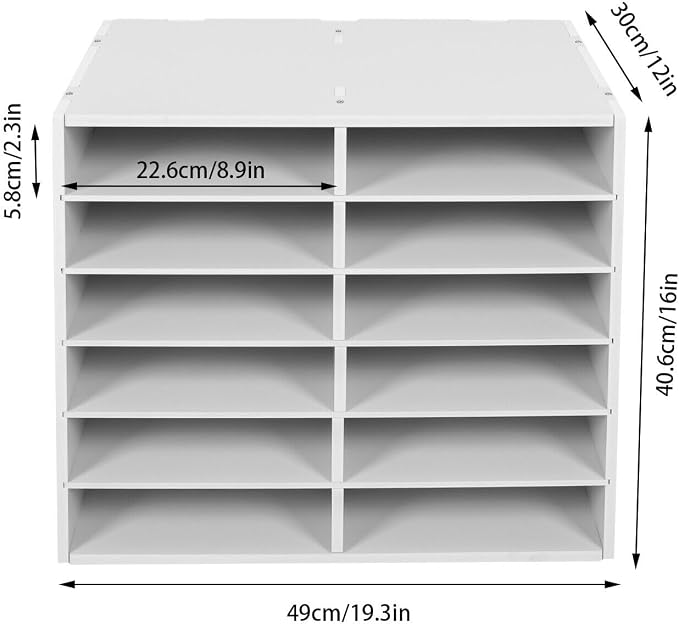 Mail Sorter Desktop, White Student Mailbox for Classroom, 12 Compartments Literature Organizer, Sheet Sorter, Paper Organizer for Home School Office (12 Slots White) - Image 5