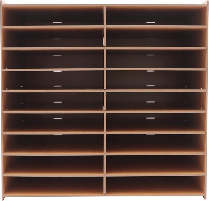 Desktop Organizer, Vertical Desktop Sorter, Literature Organizer Sorter Paper Organizer Storage File Sorter Mail Center Magazine Holder, Classroom Mailbox Paper Storage (18 Compartment-Brown), Blue - Image 8