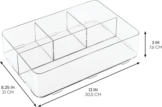 iDesign Interlocking 4-Section Drawer Organizer, Clear | For Kitchen, For Bathroom, For Desk Drawers - Image 2