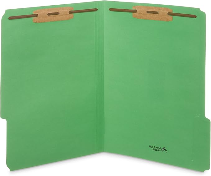 Blue Summit Supplies 50 Assorted Fastener File Folders, Letter, 2 Prong | Assorted colors, durable 11pt paper, letter size, 1/3 cut tabs, bonded 2 prong fasteners, medical and office files - Image 5