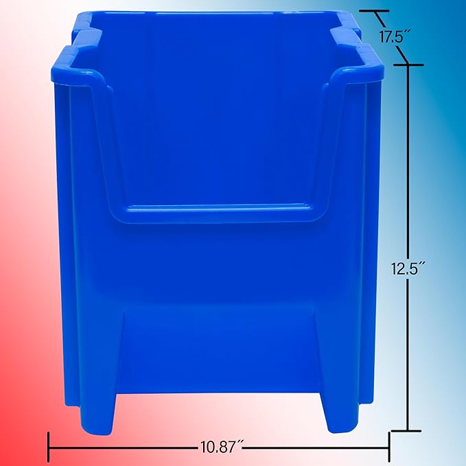 Akro-Mils 13014 Stak-N-Store Stackable Storage Bins, Heavy Duty Garage Storage Containers, Open Front Plastic Organizer for Tools, Shelves, Closet Organizer, 17-/12" x 11" x 12-1/2", Clear, 4-Pack - Image 2