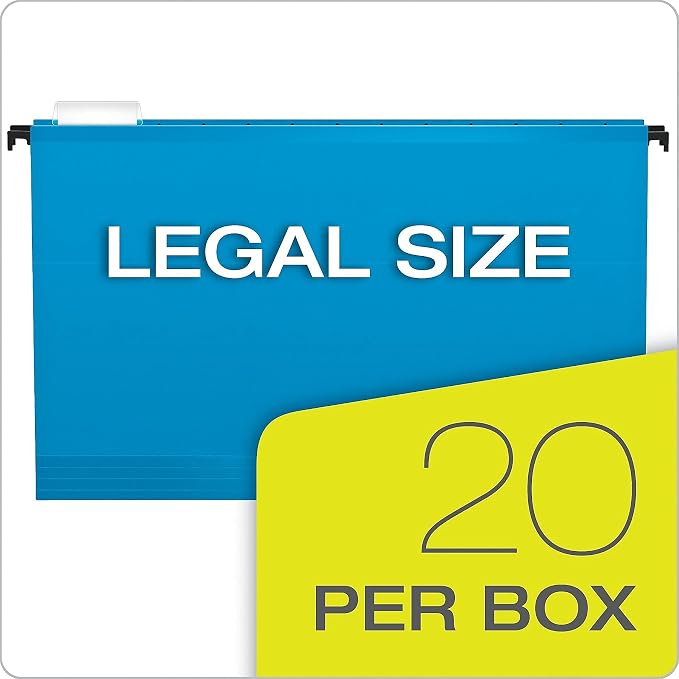 Pendaflex SureHook Reinforced Hanging Folders, Legal Size, Assorted Colors, 1/5 Cut, 20/BX (6153, Asst) - Image 8