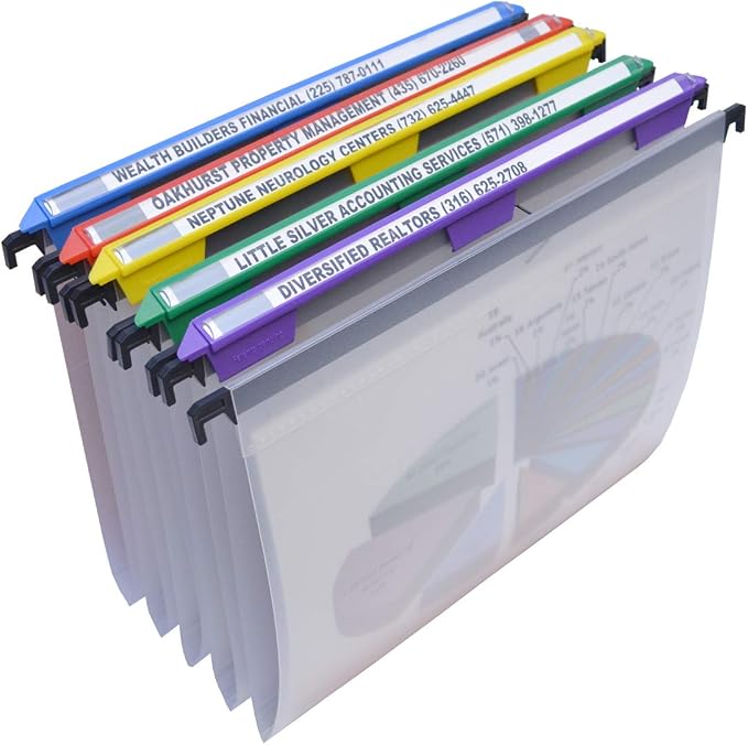 Ultimate Office MagniFile V-Bottom Hanging File Folders, Set of 5 Frost | 11" Magnified Lens DOUBLES The Size of File Titles to FIND FILES FAST and Allows for Longer File Descriptions. Letter Size by UltimateOffice