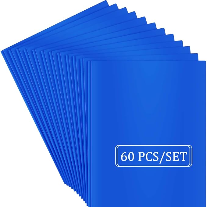 Heavy Duty Plastic Folder, 60 Pack, Pocket Folder with brads, Letter Size Poly File, Plastic Folders with 3 Prongs Fasteners - Blue - Image 7