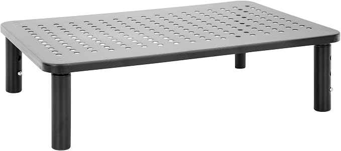 Mount-It! Height Adjustable Single Monitor Riser | Metal Mesh Computer Screen Platform | Desktop Riser for Laptop, Monitor, and Printer | 44lbs Capacity (Black) by Mount-It