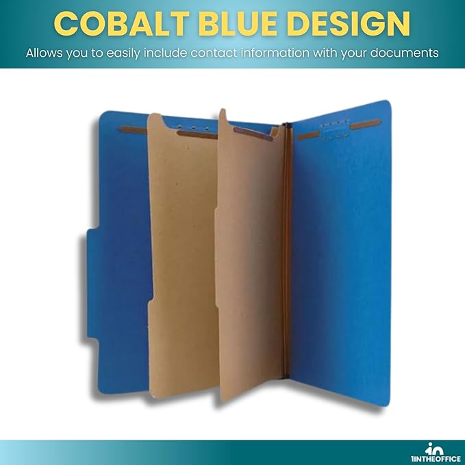 1InTheOffice Pressboard Classification Folders, Letter, 6 Section, Cobalt Blue, 10/Box, 2 Pack - Image 4
