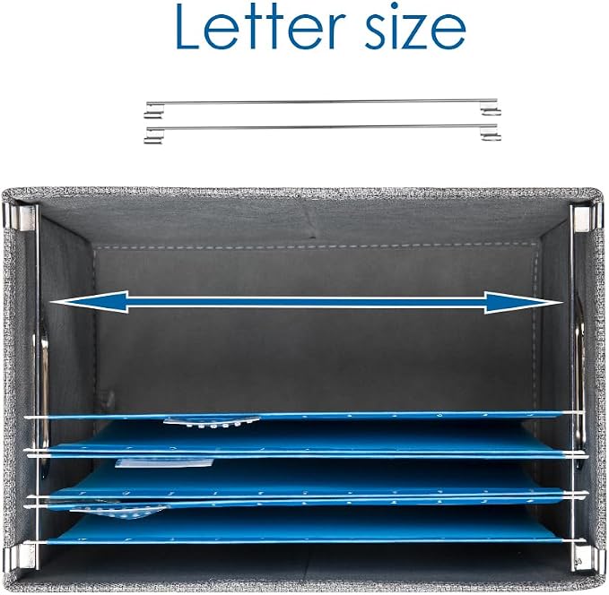 File Organizer Box - Set of 4 Collapsible Decorative Linen Filing Storage Hanging File Folders with Lids Office Cabinet Letter Size Purple (14x9.3x10.8 inch) - Image 6