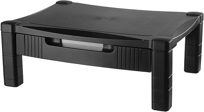 Kantek Monitor Stand With Drawer, 17" X 13.25" X 3" To 6.5", Black, Supports 50 Lbs - Image 8