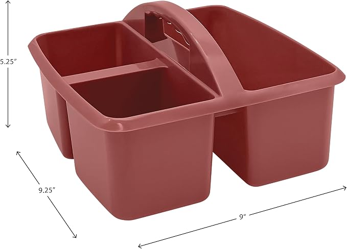 Teacher Created Resources Deep Rose Portable Plastic Storage Caddy 6-Pack for Classrooms, Kids Room, and Office Organization, 3 Compartments - Image 4