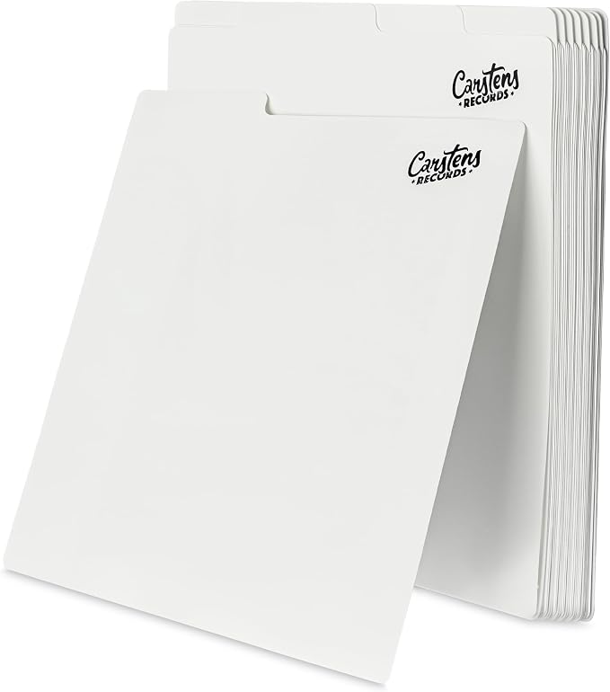 Carstens Records Heavy Duty Vinyl Album Dividers | 12" LP Organizers with Tabs | Pack of 32 White | Made in The USA | Personalizable by CarstensRecords