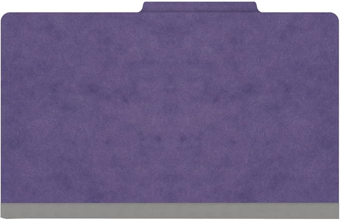 25 Pt. Pressboard Classification Folders, 2/5 Cut ROC Top Tab, Legal Size, 2 Dividers, Purple (Box of 10) - Image 3