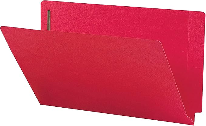 Smead End Tab Fastener File Folder, Shelf-Master® Reinforced Straight-Cut Tab, 2 Fasteners, Legal Size, Red, 50 per Box (28740) - Image 2