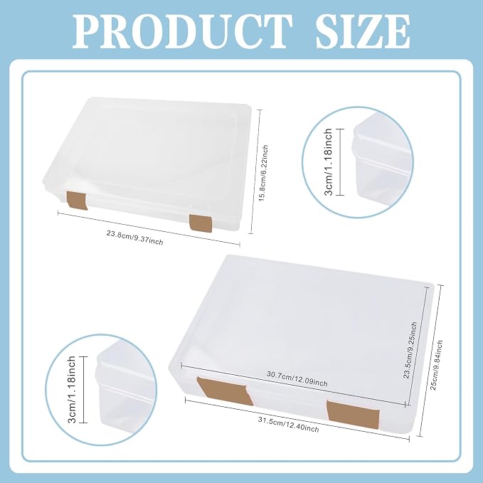 12 Pcs Clear A4 A5 File Box Document Plastic Storage Box with 48 Labels File Holder Organizer Paper Plastic Case Magazine Protector with Buckle Office School Supplies(Brown) - Image 2