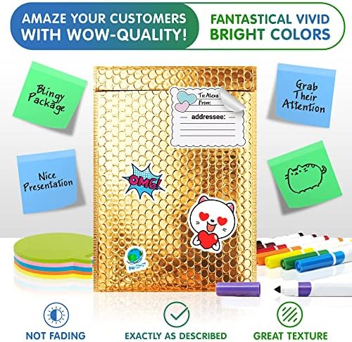 Gold Metallic Bubble Mailers, 13 x 11 Inches. Pack of 50 Padded Envelopes Waterproof. Opaque Metallic Bubble Envelope Mailer Self-Seal. Waterproof Padded Shipping Envelopes for Gifts - Image 5