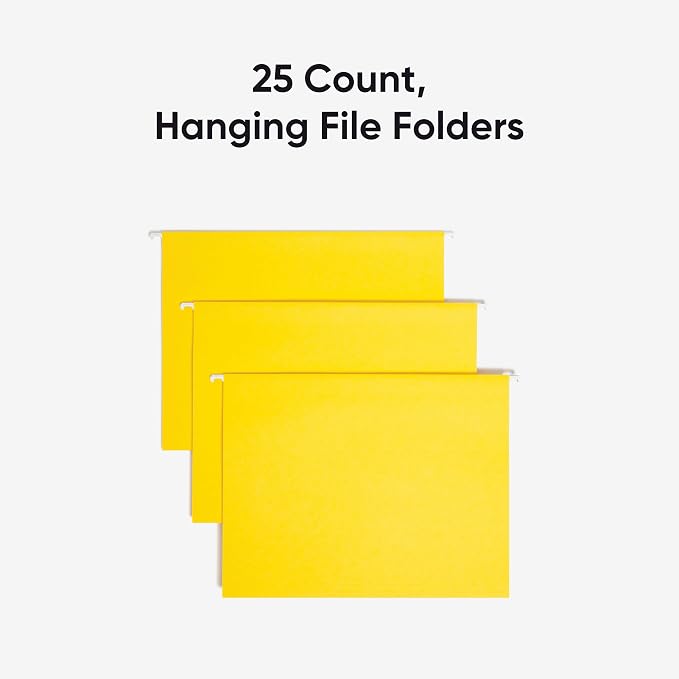 Smead Standard Hanging File Folders, 25 Count, Yellow, 1/5-Cut Adjustable Tabs, Letter Size (64069) - Image 3