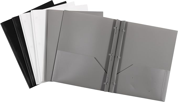 JAM PAPER Plastic Color POP Folders - 2 Pocket Durable Folders with Metal Prongs Fastener Clasps - Assorted Business Colors - 6/Pack by JAMPaper