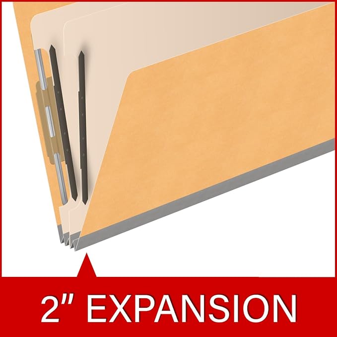 18 pt Heavy Duty Top Tab Color Folders, 2/5 Cut ROC Top Tab, Legal Size, 2 Dividers, Gold (Box of 10) - Image 7