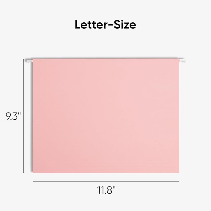 Smead Standard Hanging File Folders, 25 Count, Pink, 1/5-Cut Adjustable Tabs, Letter Size (64066) - Image 2