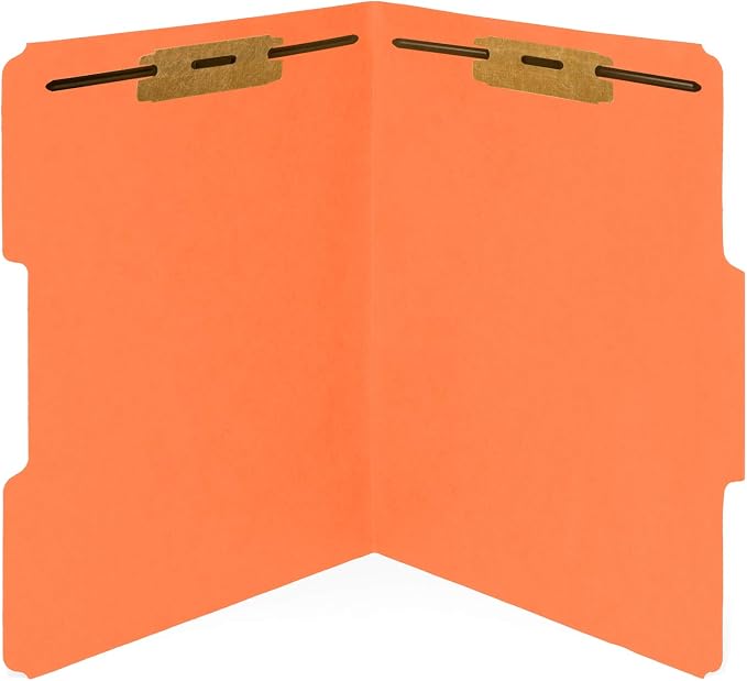 Blue Summit Supplies 50 Orange Fastener File Folders, Letter, 2 Prong | Durable 11pt orange paper, letter size, 1/3 cut reinforced tabs, bonded 2 prong fasteners, medical and office files - Image 5