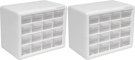 Akro-Mils 16-Drawer Plastic Drawer Storage Cabinet for Garage Organization, Beads, Makeup Organizer, Building Bricks Storage, Teacher Toolbox, 10-1/2-Inch W x 6-1/2-Inch D x 8-1/2-Inch H, 10116 White by Akro-Mils