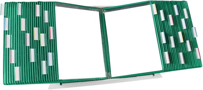 Tarifold Desktop Reference Display System, 50 Pockets, Expandable, Green | 50 Double-Sided PVC Pockets, Holds 100 Letter-Size Sheets, Sturdy Metal Base, Quick-Find Indexing, Quick and Easy to Assemble by TARIFOLD