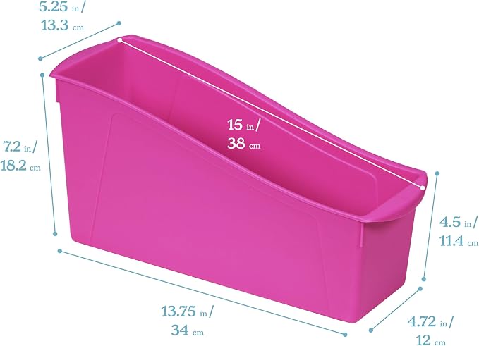 ECR4Kids Linking Plastic Storage Book Bin, Multipurpose Organization, Neon Purple, 10-Piece - Image 2