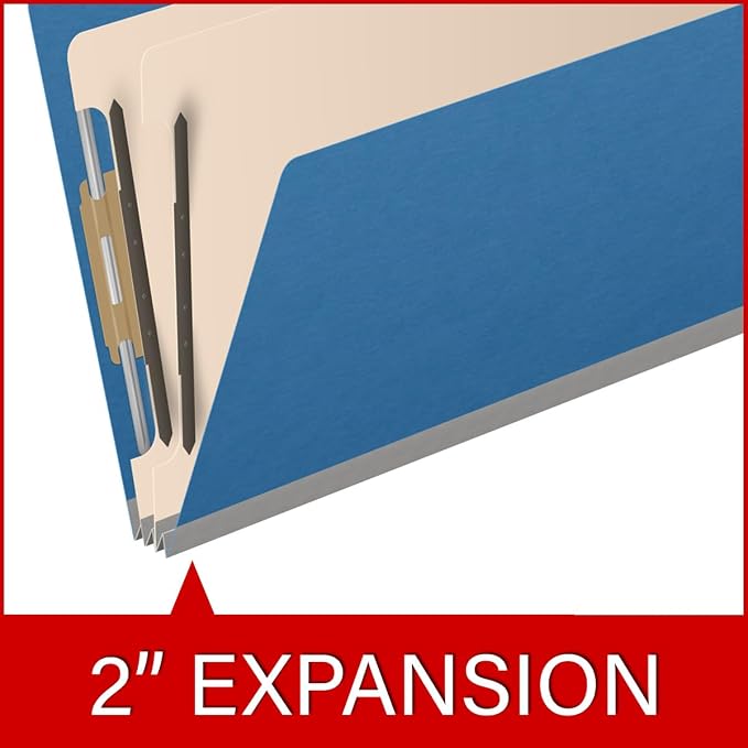 25 Pt. Pressboard Classification Folders, 2/5 Cut ROC Top Tab, Legal Size, 2 Dividers, Royal Blue (Box of 10) - Image 7