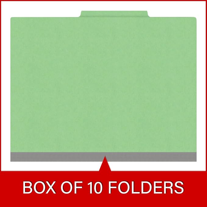 Heavy Duty End Tab Color Folders, 2/5 Cut ROC Top Tab, Letter Size, 2 Divider, Green (Box of 10) - Image 6