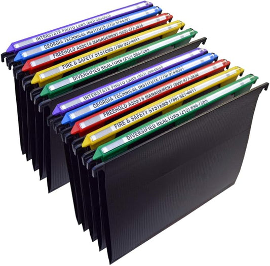 Ultimate Office MagniFile V-Bottom Hanging File Folders, Set of 10 Assorted | 11" Magnified Lens DOUBLES The Size of File Titles to FIND FILES FAST and Allows for Longer File Descriptions. Letter Size by UltimateOffice