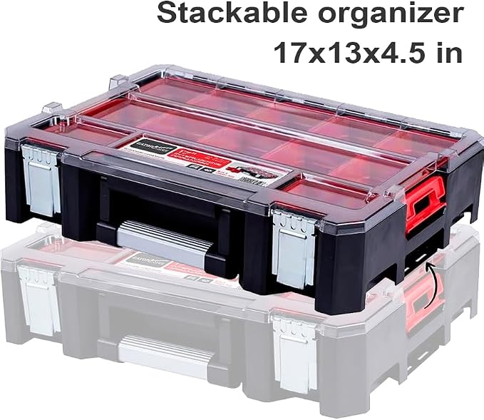 Deep Tray Organizer Box – Heavy-Duty Tool Storage Case with 15 Removable Cups – Hardware, Plumbing, Electrical Connector Container for Garage, Jobsite, or Workshop - Image 4