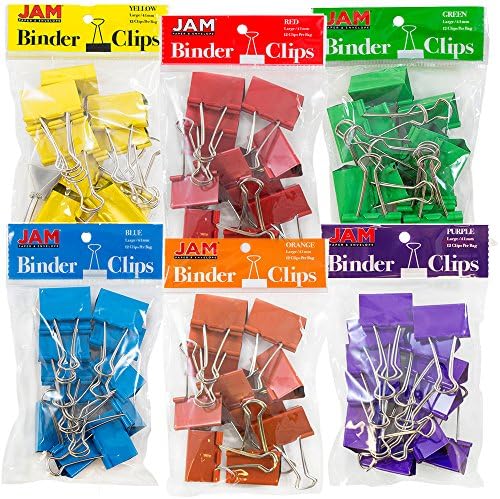 JAM PAPER Colorful Binder Clips - Large - 1 1/2 Inch (41 mm) - Assorted Binderclips - 6 Packs of 12 - Image 3