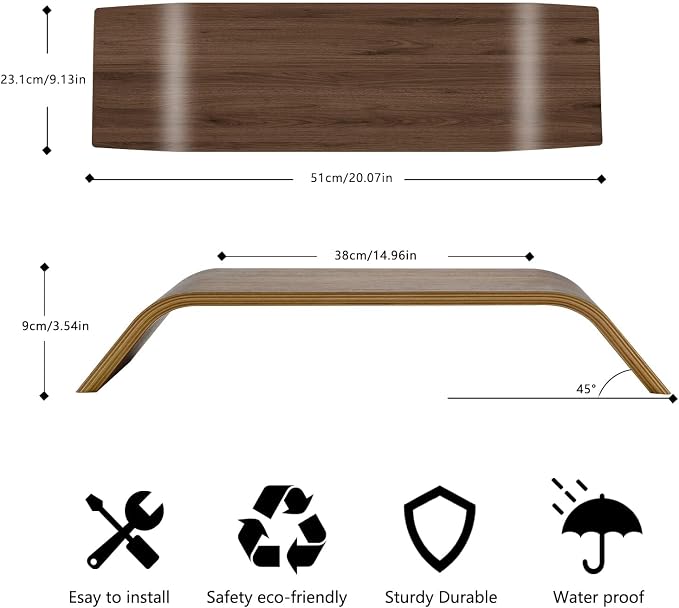 Wooden Computer Monitor Stand Save Space Desktop Riser for Computers LCD Monitors Laptop PC iMac Notebook Apple MacBook(Black Walnut) - Image 4