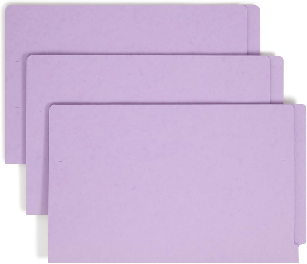 Smead End Tab Fastener File Folder, Shelf-Master® Reinforced Straight-Cut Tab, 2 Fasteners, Legal Size, Lavender, 50 per Box (28540) - Image 2