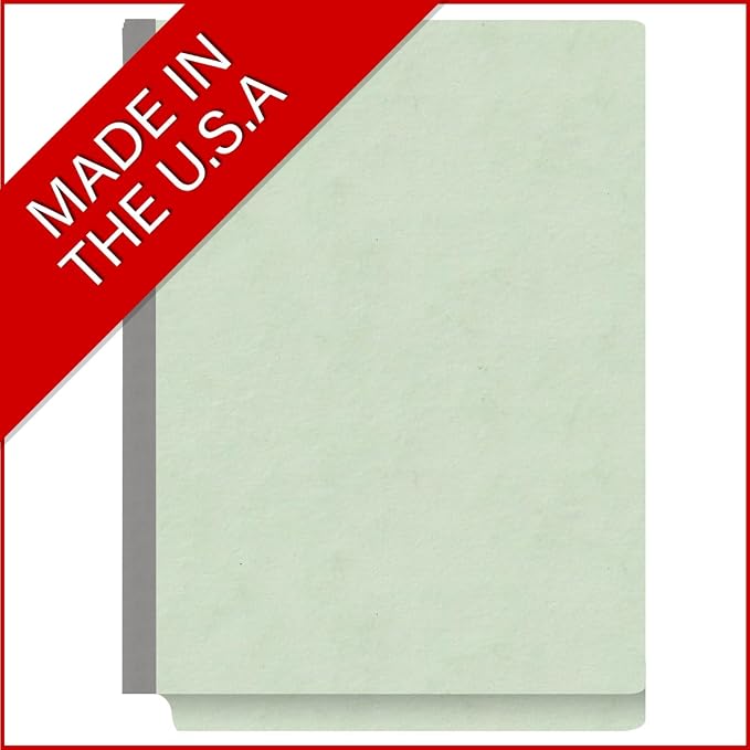 25 Pt. Pressboard Classification Folders, Full Cut End Tab, Letter Size, 1 Divider, Pale Green (Box of 10) - Image 5