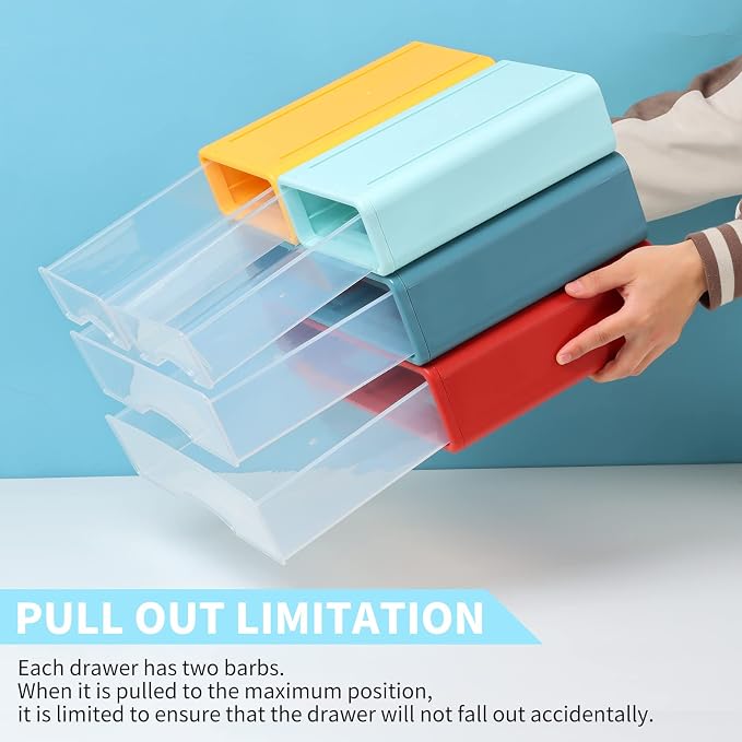 White Desktop Drawer Organizer Unit for Office Paper and Supplies | Mix Colors, 2 Large & 2 Small Drawers for Stationery Paper Clip, Desktop Storage Bins, Tabletop Craft Box, Makeup Organizer - Image 4
