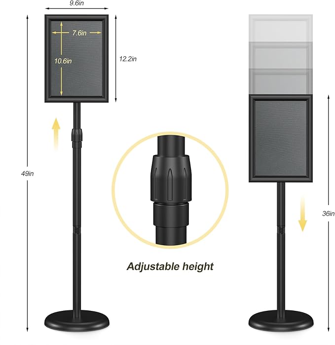 Relx Sign Holder Stand 8.5x11 inch - Adjustable Floor Standing Sign Holder - Signage Stand with Snap-Open Frame Display for Malls,Schools,Restaurants - Image 3