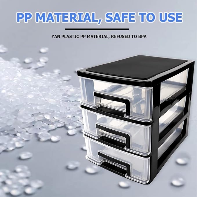 3 Tier Plastic Drawer Organizer Storage Box for Desk, Cosmetics, Jewelry, Office Supplies, Home Organization (8.46" x 5.9" x 7.48") - Image 5