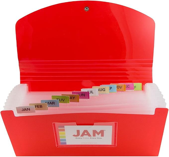 JAM PAPER Accordion Folders - 13 Pocket Plastic Expanding File - Check Size - 5 x 10 1/2 - Red - 2/Pack - Image 4