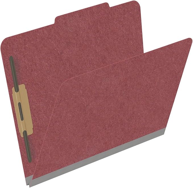 Top Tab Pressboard Folders, Letter Size, 2" exp, Fasteners Pos #1 & #3, Dark Red (Box of 25) - Image 2