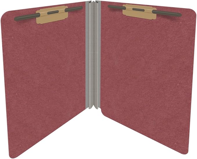 End Tab Pressboard Folders, Letter Size, 2" exp, Fasteners Pos #1 & #3, Dark Red (Box of 25) - Image 4