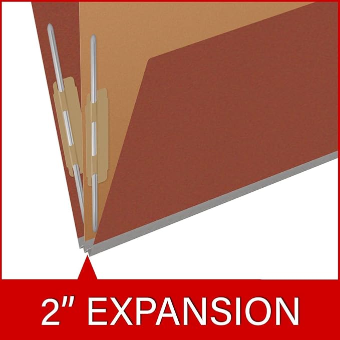 25 Pt. Pressboard Classification Folders, 2/5 Cut ROC Top Tab, Letter Size, 1 Pocket Divider, Brick Red (Box of 10) - Image 7