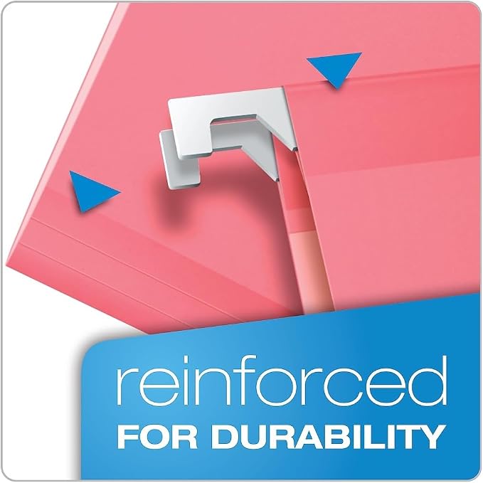 Pendaflex 04153 1/5 PIN Reinforced Hanging Folders, Legal Size, Pink, 1/5 Cut, 25/BX (4153) - Image 3