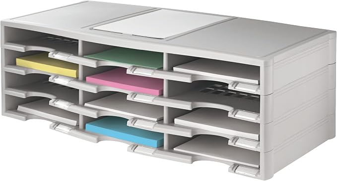 Office Depot Stackable Plastic Literature Organizer, 12 Compartments, Gray, 40401 by Office+Depot