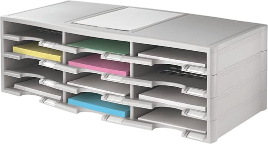 Office Depot Stackable Plastic Literature Organizer, 12 Compartments, Gray, 40401 by Office+Depot