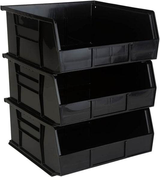 HE HUDSON EXCHANGE 11" x 11" x 5" (3 Pack) Plastic Stackable Storage Bin, Black by HudsonExchange