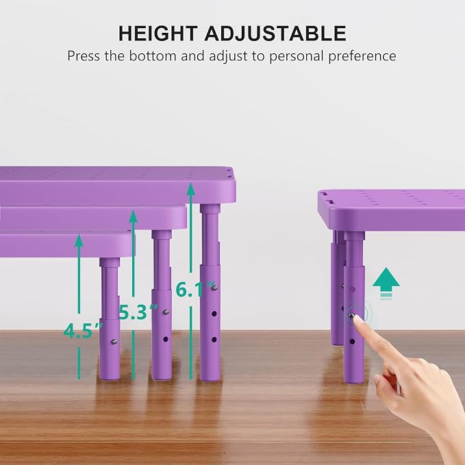 WALI Computer Monitor Stand for Desk, Adjustable Laptop Riser, up to 44 lbs | Desk Monitor Riser Underneath Storage, Fits Notebook, Laptops, Printers, for Home, Office, School(PTT001-V), Violet - Image 4